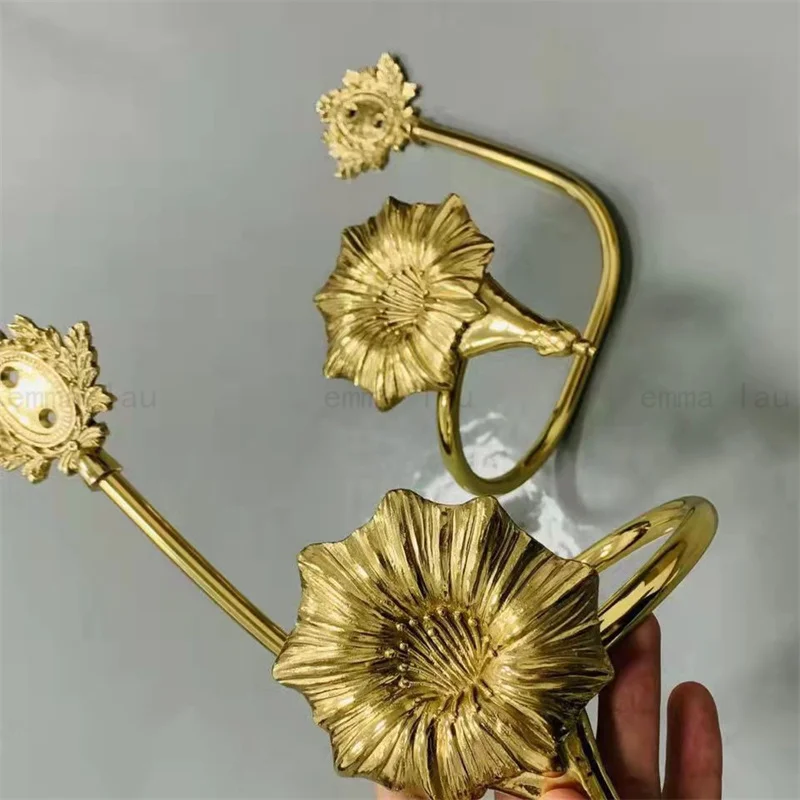 

Morning Glory Brass Curtain Hooks Home Window Curtain Buckles Room Decorative Curtain Wall Hook