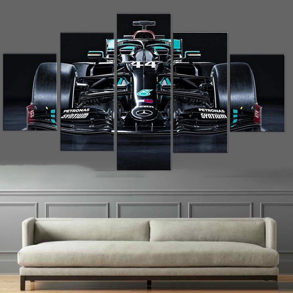 No Framed Canvas 5Pcs AMG Formula 1 W11 Sports Car Wall Art Posters Pictures Paintings Home Decor for Living Room Decorations