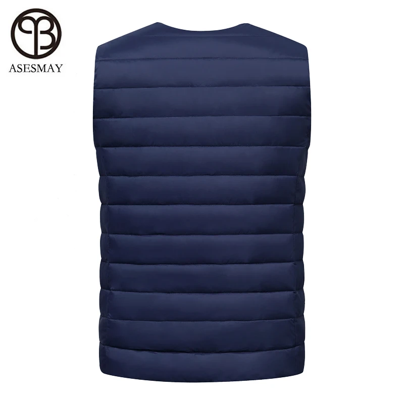 Asesmay 2020 Men down Vest Sleeveless Jacket Winter Brand Male Vest Fashion Ultralight White Duck Down Slim Warm Waistcoats