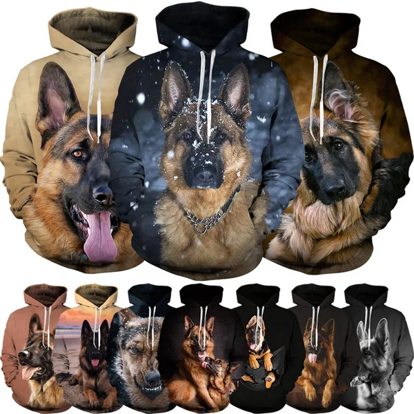 

Unisex Funny Dog 3D Printed Cute Hoodie German Shepherd Hoodie Tops