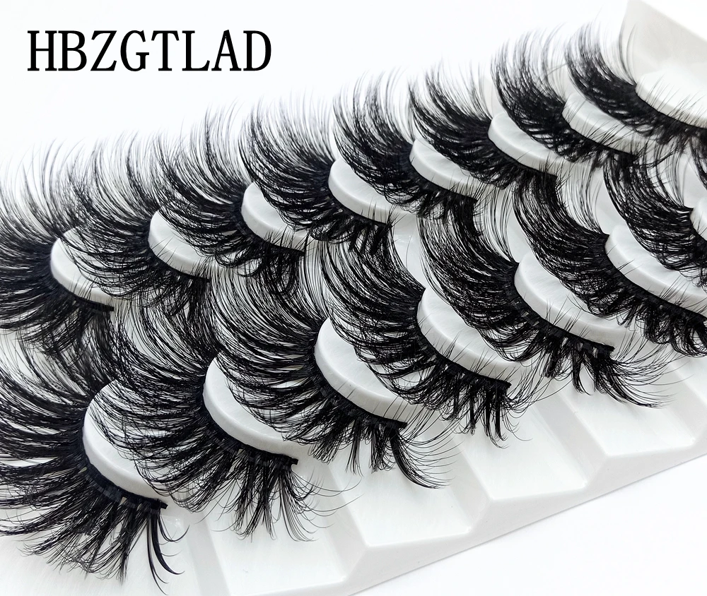 HBZGTLAD 8 Paare 25 mm lange 3D-Nerzwimpern, natürliche, lange, künstliche Wimpern, dramatisches Volumen, falsche Wimpern, Make-up-Verlängerungswimpern – Detail 22