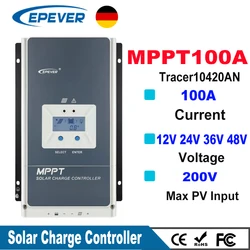 EPever MPPT 100A Solar Charge Controller 12V 24V 36V 48V Backlight LCD for Max 200V PV Input Real Time Recording  10420AN