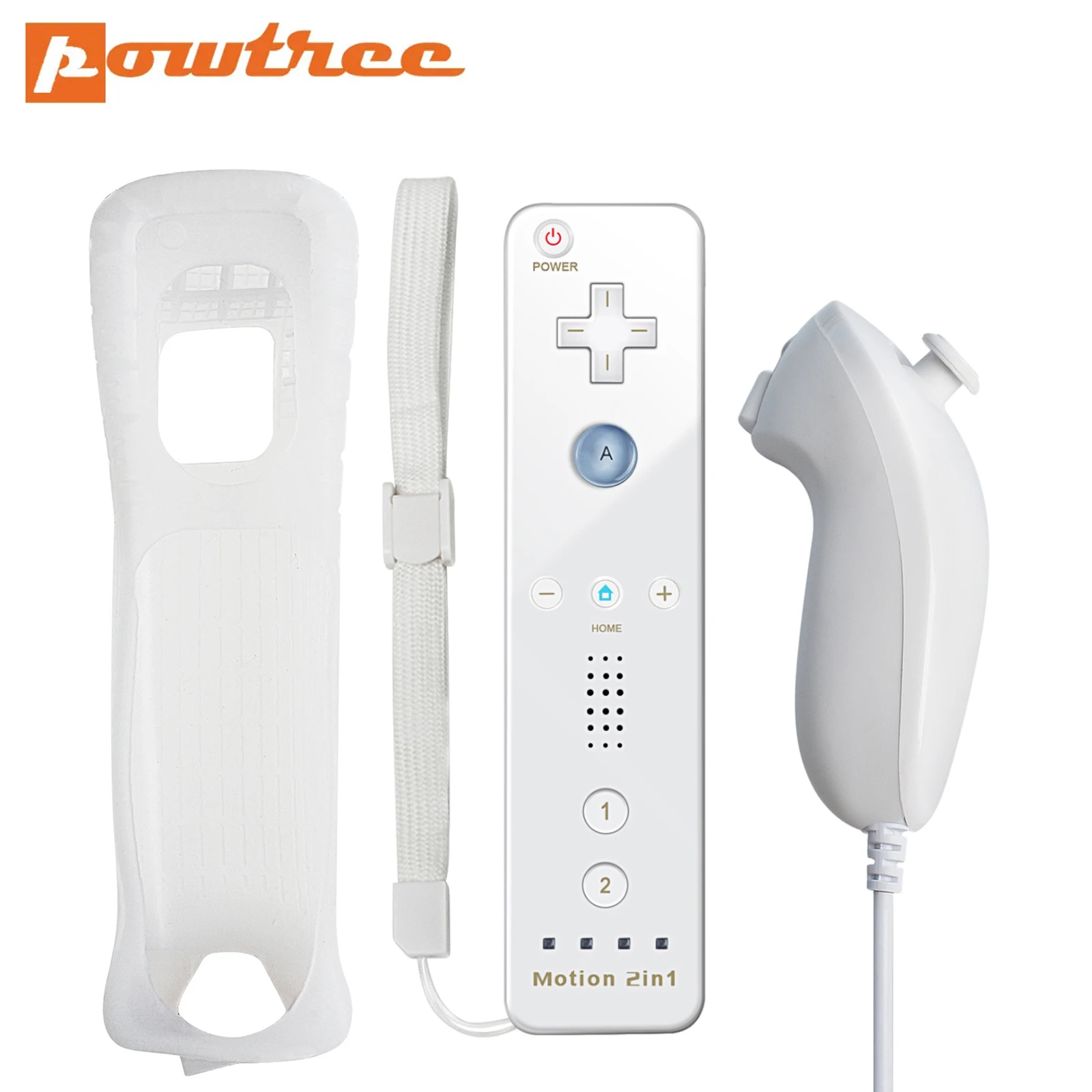 닌텐도 Wii 조이스틱용 무선 원격 게임 패드 컨트롤러 세트, 옵션 모션 플러스, 실리콘 케이스 포함, 2 in 1