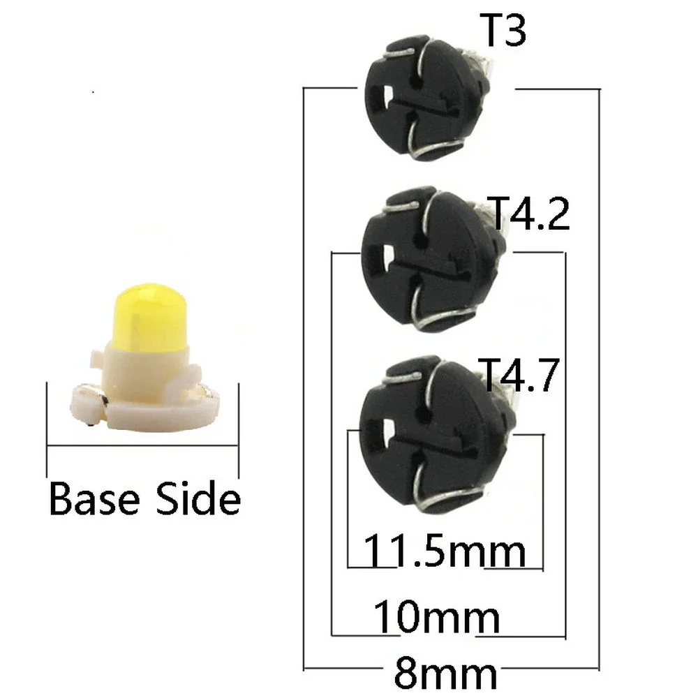 10pcs T3 COB 1SMD T4.2 T4.7 T5 LED Instrument Light W3W Auto Car Instrument Panel Lamp 3528 3smd Indicator Dashboard Signal Bulb