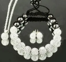 drt34sg can choose color micro pave CZ Disco Ball Beads set Bracelet earring silver plated necklace crystal