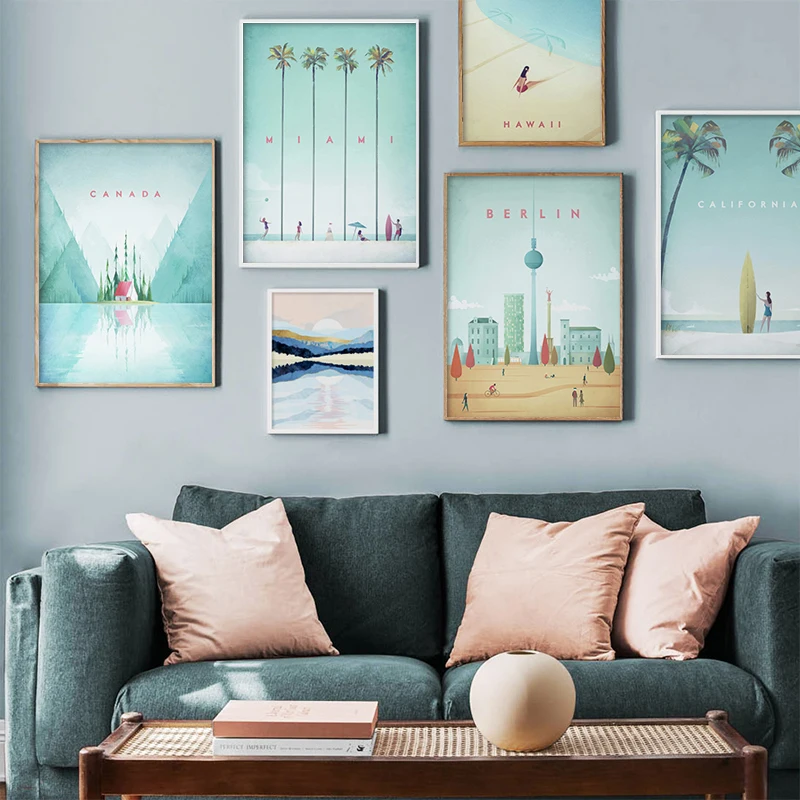 Famous World Attractions Travel Poster Hawaii Art Canvas Wall Picture Painting Print For Living Room Bedroom Modern Home Decor