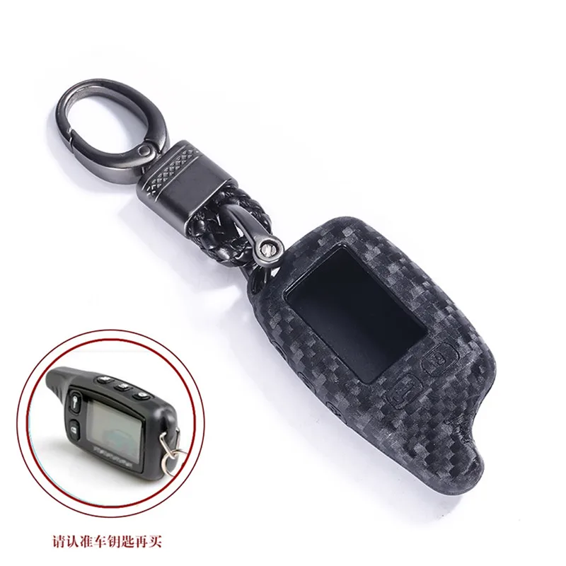 Carbon TW9010 Silicone Key Case For Tomahawk TW 9030 9010 9020 Two Way Car Alarm System LCD Remote Control Keychain Transmitter