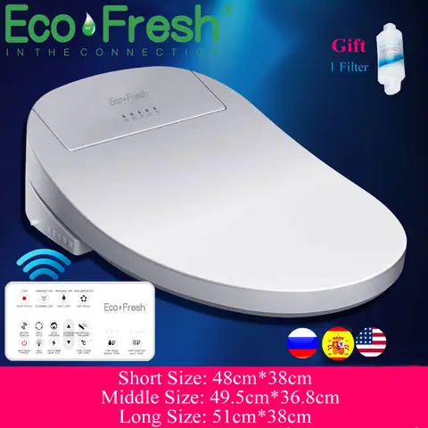Ecofresh intelligent toalettsits elektrisk bidéöverdrag smart bidé uppvärmd toalettsits LED-ljus toalett smart toalettsitslock 12 best sales smart bidé - №1