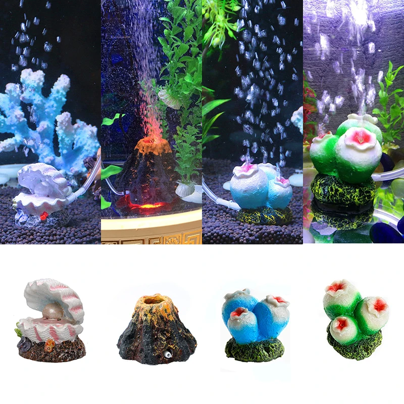 Luft Stein Blase Diffusor Aquarium Dekoration Meer Perle Shell Volcano Korallen blume Ornament Wasserlandschaft für aquarium aquarium