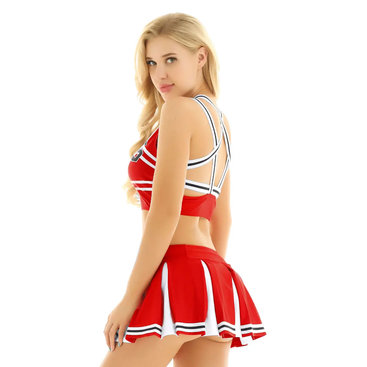 S-XXL Sexy Women Cheerleading Team Costume Japanese Schoolgirl Cosplay Uniform Girl Lingerie Gleeing  Set Halloween Femme