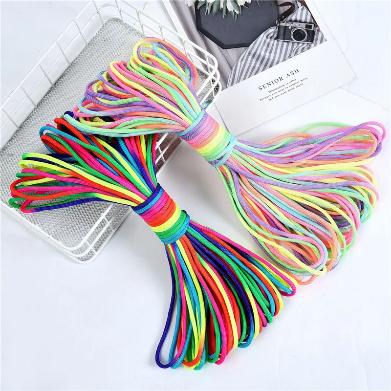 5mm Rainbow Colors Cord Rope 7 Strand Parachute Lanyard Rope Climbing Camping Survival Equipment Paracord Bracelet Bungee Cord