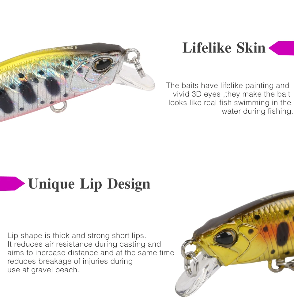 Tsurinoya 14-teiliges Bestseller-Set DW63 Sinkender Mini-Minnow-Köder 50mm 5g Angelköder mit Lebensechten 3D-Fischaugen – Detail 4