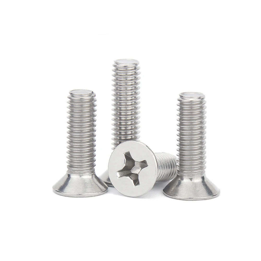 10pcs 1/4-20 UNC US Coarse Thread 304 A2-70 Stainless Steel Cross Recess Phillips Flat Countersunk Head Screw Bolt L=3/8"-3"