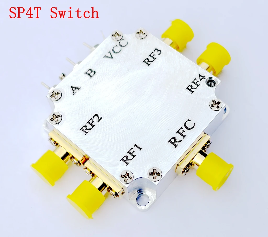 

SP4T all four RF electronic switch 10-6ghz broadband wide high isolation low insertion loss small volume with shell