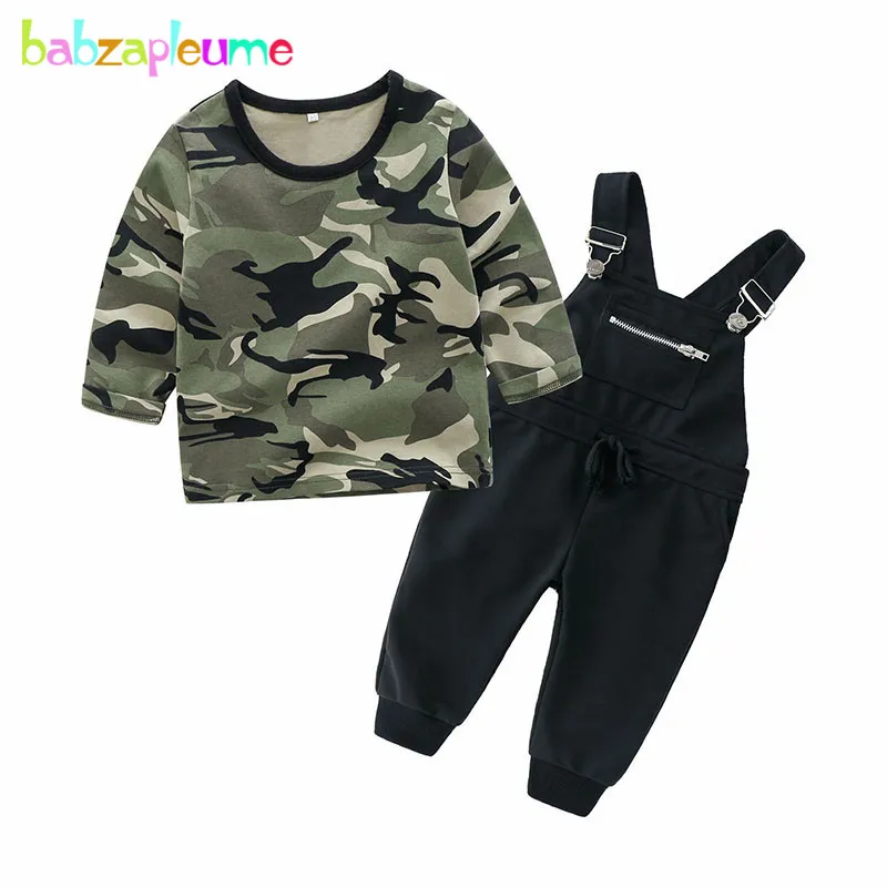 

2Piece/Spring Kids Outfits For Baby Boys Clothes Fashion Camouflage Casual Cotton T-shirt+Overalls Toddler Clothing Sets BC1729