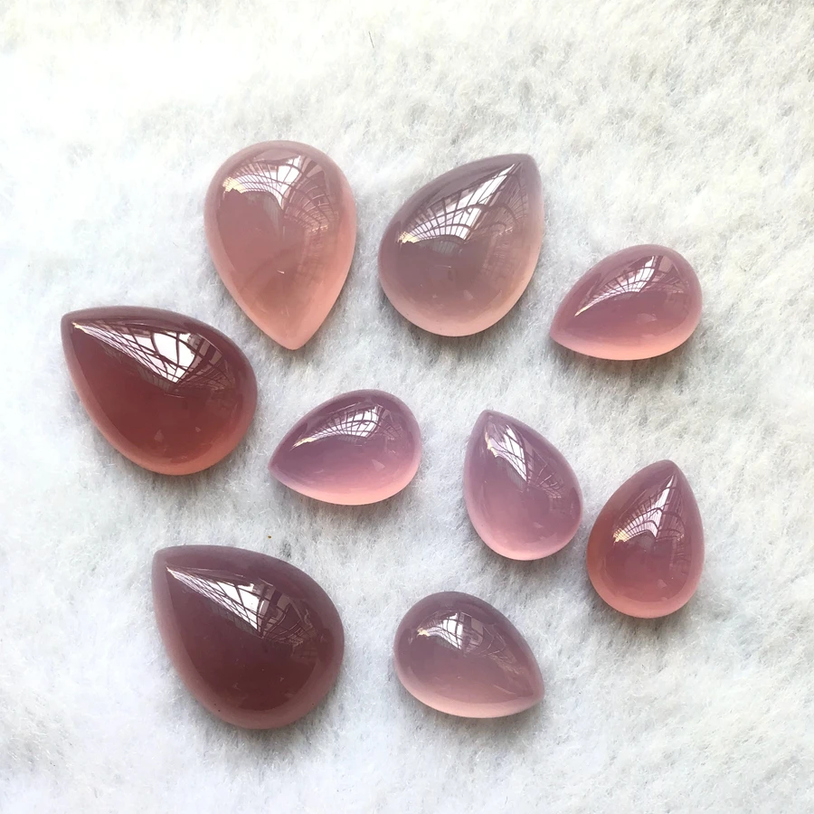 Purple Carnelian Agate Bead Cabochons Wholesale 4pcs/lot Assorted Sizes 10x14mm to 18x25mm Pear Gem Stone for Ring Faces