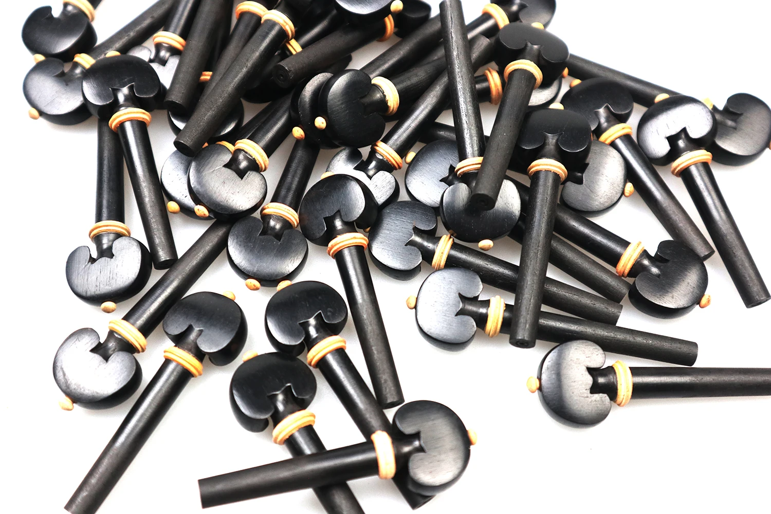 50pcs 4/4 Violin String Tuning Pegs Keys Tuner Winder Ebony Wood Inlay Boxwood Ring 4/4 Full Size