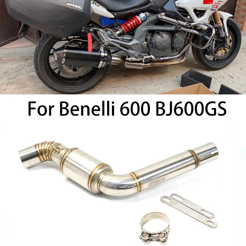 For Benelli BJ600GS 51mm Motorcycle Exhaust Front Pipe Muffler Middle Link Connect Pipe Catalyst Connection Slip On