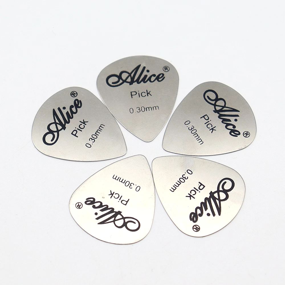 50pcs Guitar Metal Picks Alice Guitar Picks for Acoustic Electric Guitar Accessories 0.3mm