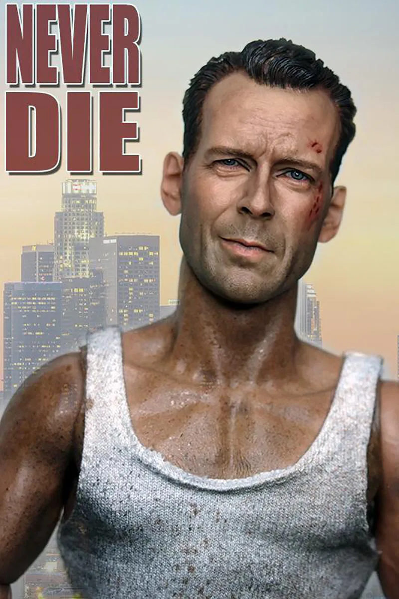 Bruce Willis im Maßstab 1/6 schnitzen verletzte männliche Kopf formung beschädigte Version passen 12 ''männliche Soldat Action figur Körper puppen – Detail 6