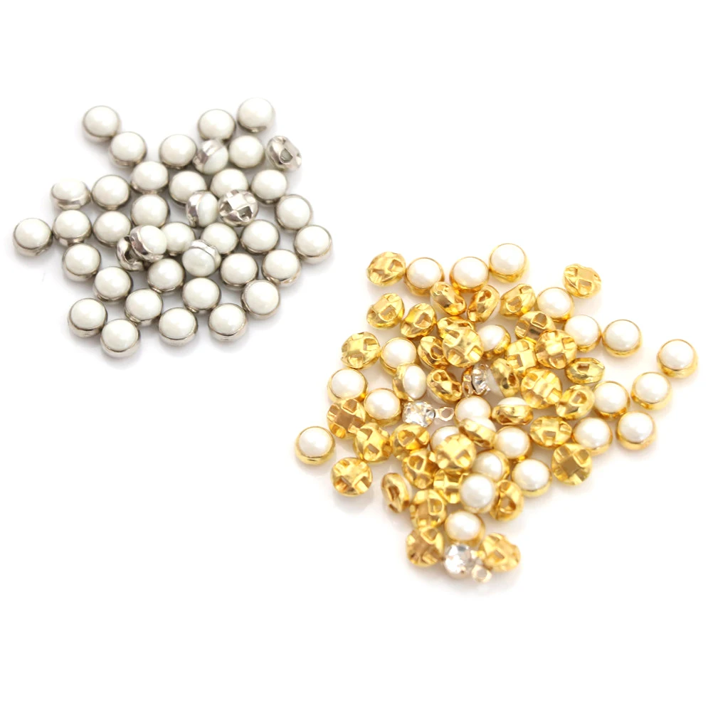 20pcs Sliver/Gold Ultra-small Pearl Buckle Doll Belt Buckle Mini Doll Buttons Doll Shoes Buckle Doll Clothing Buckles