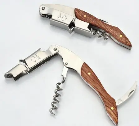 

100pcs/lot High Quality Wood Handle Professional Wine Opener Multifunction Portable Screw Corkscrew Wine Bottle Opener