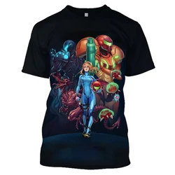 HX Anime METROID Printed T-shirts Men Samus Aran Sexy Girls T-shirt Harajuku Style Casual Men Clothing Homme T Shirt S-7XL