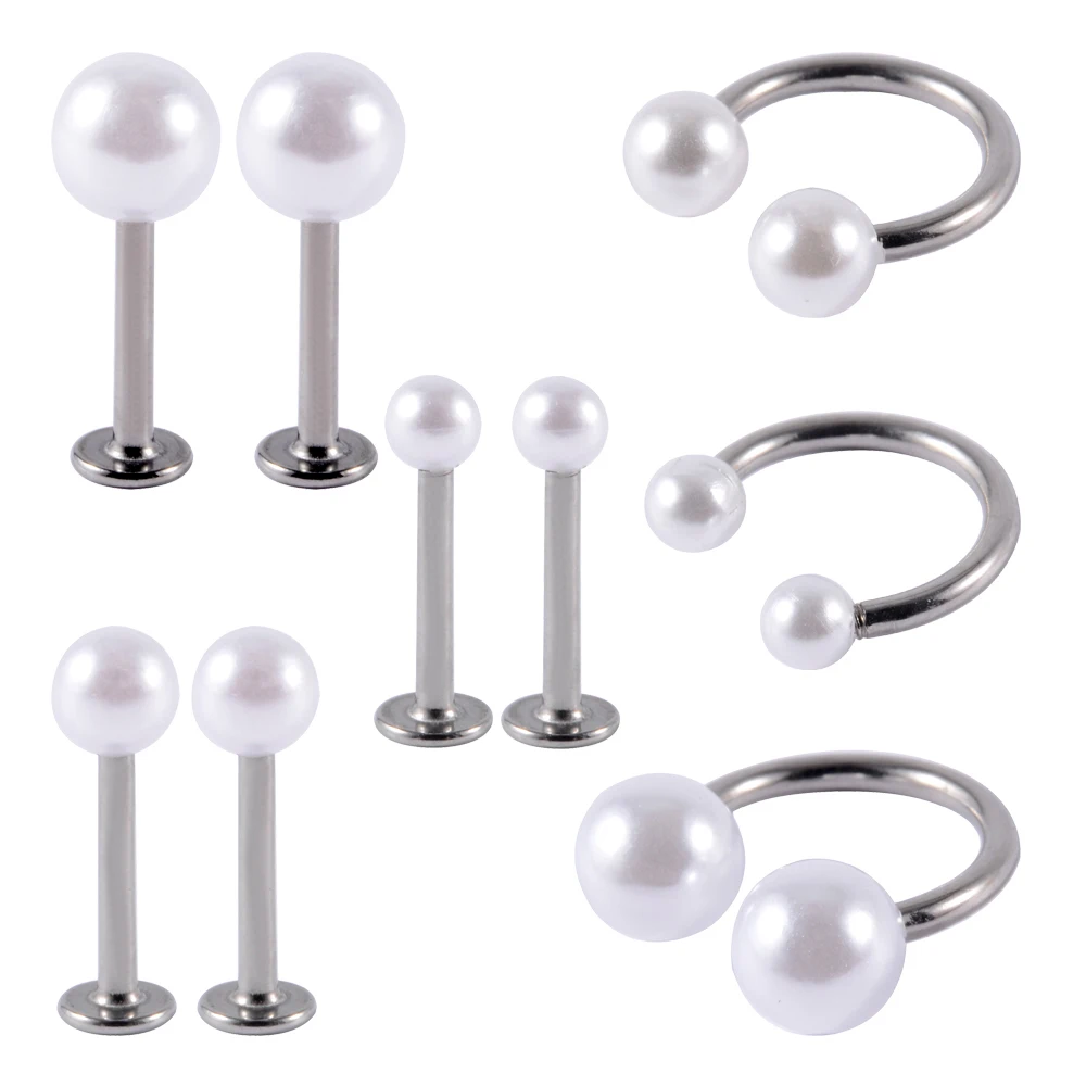 1 stücke Edelstahl Perle Labret Lippen stange Ring Ohrringe Ohr Tragus Knorpel Helix Lappen Piercing Hufeisen Ring Septum Nasenring