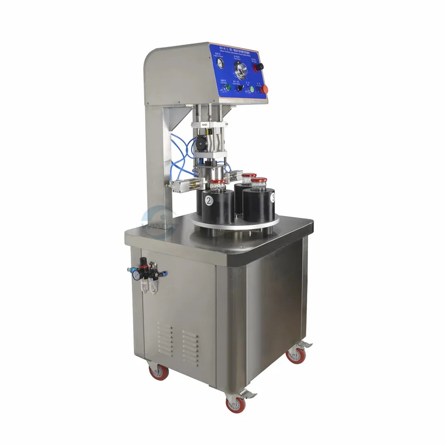 Полуавтоматические пневматические машины для вакуумной укупорки стеклянных бутылок, откручивающие стеклянные банки, крышки, герметик для пищевого соуса чили