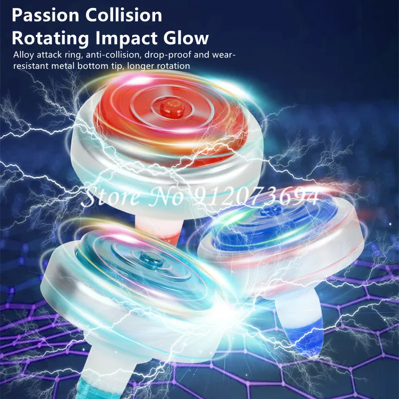 Sliding Charge Dinosaur Gyro Chariot One-Click Launch Colorful Lights Drop Resistant Competitive Battle Luminous Rotary Kids Toy