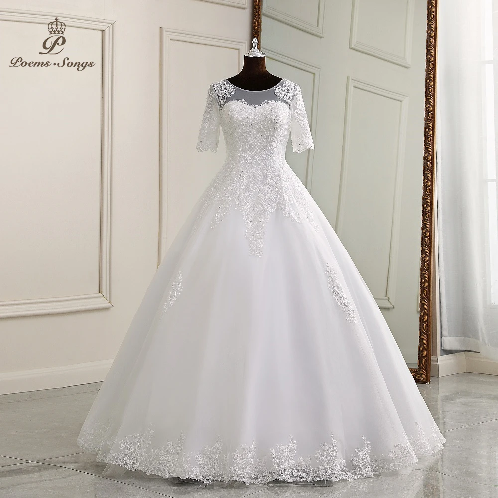 Nuovo elegante abito da sposa Sexy a mezza manica lunghezza pavimento boho abito da sposa robe de mariee abiti da sposa