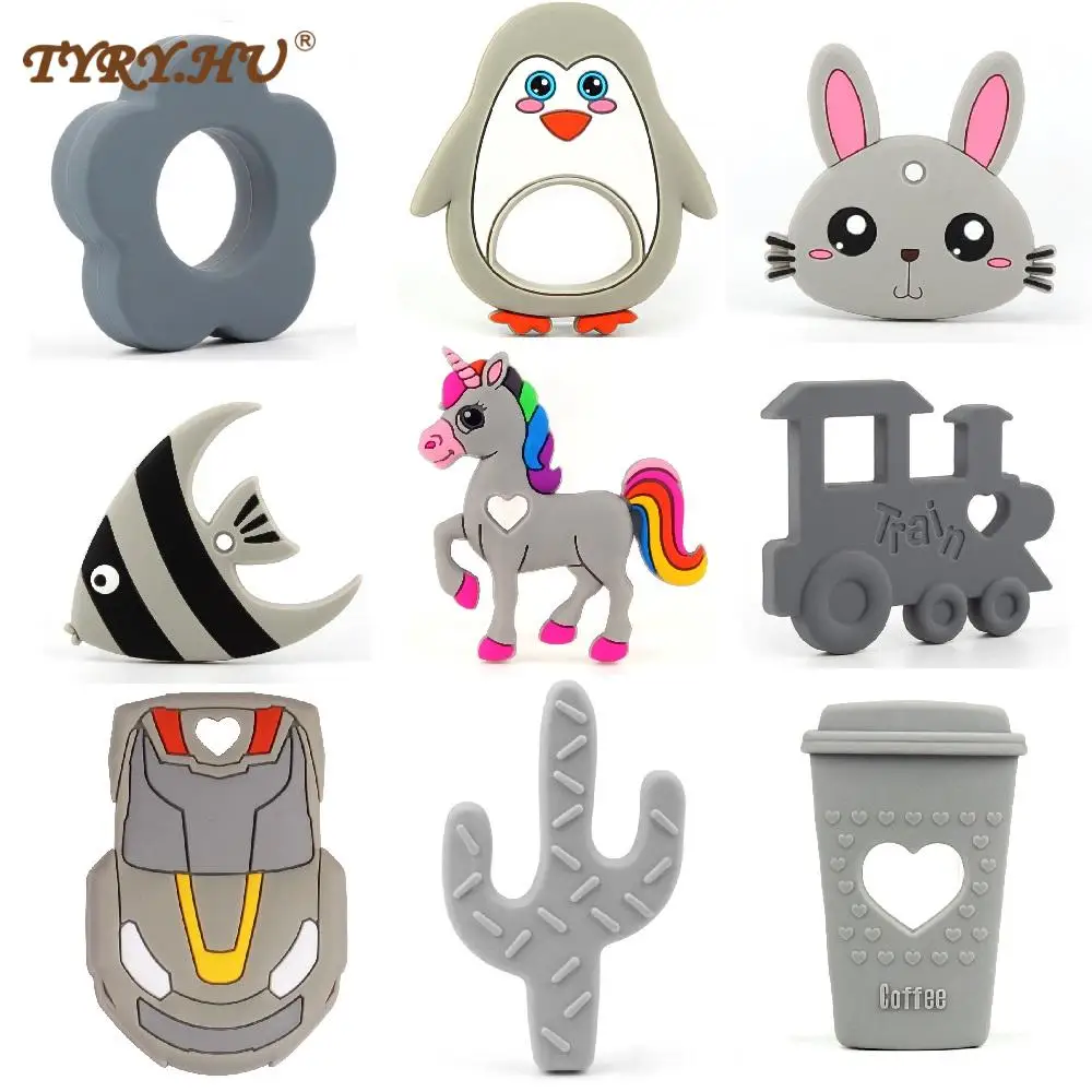 TYRY.HU 1PC Silicone Teethers Animal Koala Owl Elephant Food Grade BPA Free For Baby Teething Chew Charms Silicone Bead Toy Gift