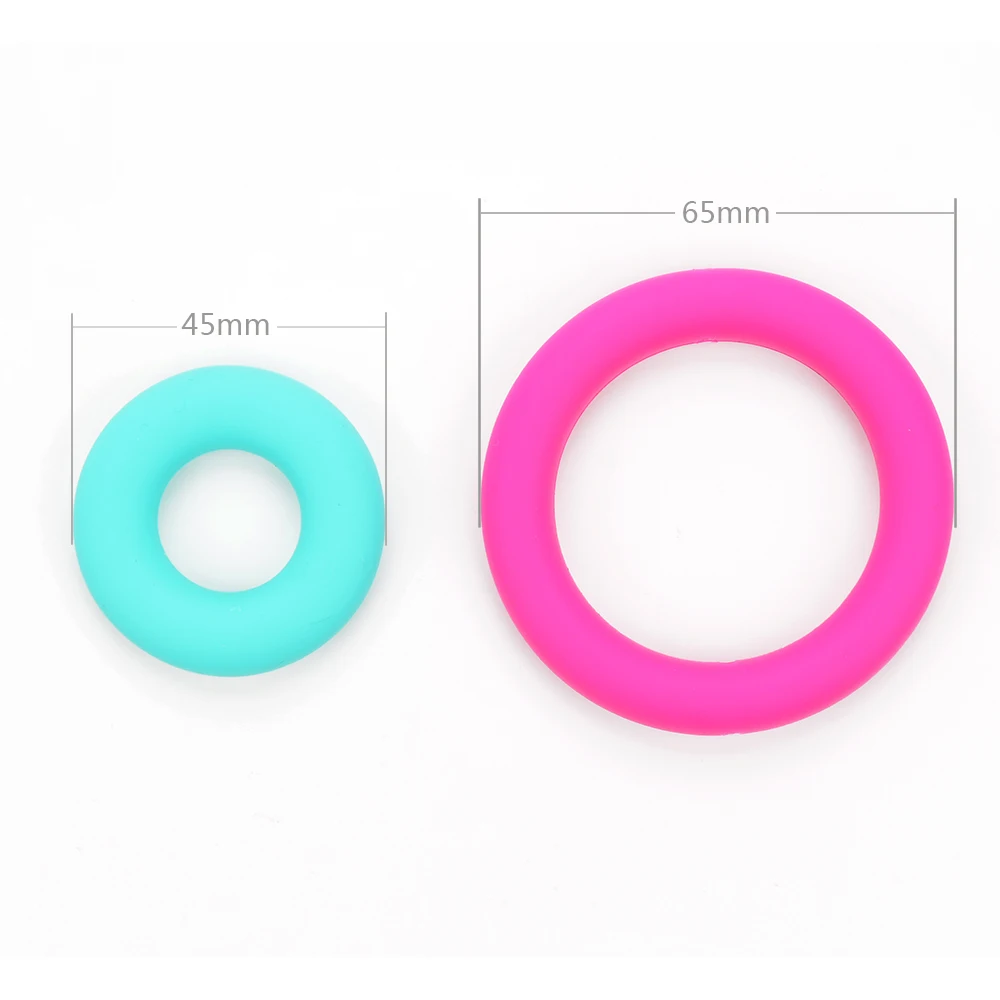 50pcs Teething Ring 65mm Silicone Beads Baby Charm Teether Necklace Pacifier Making BPA Free Food Grade Silicone Jewelry