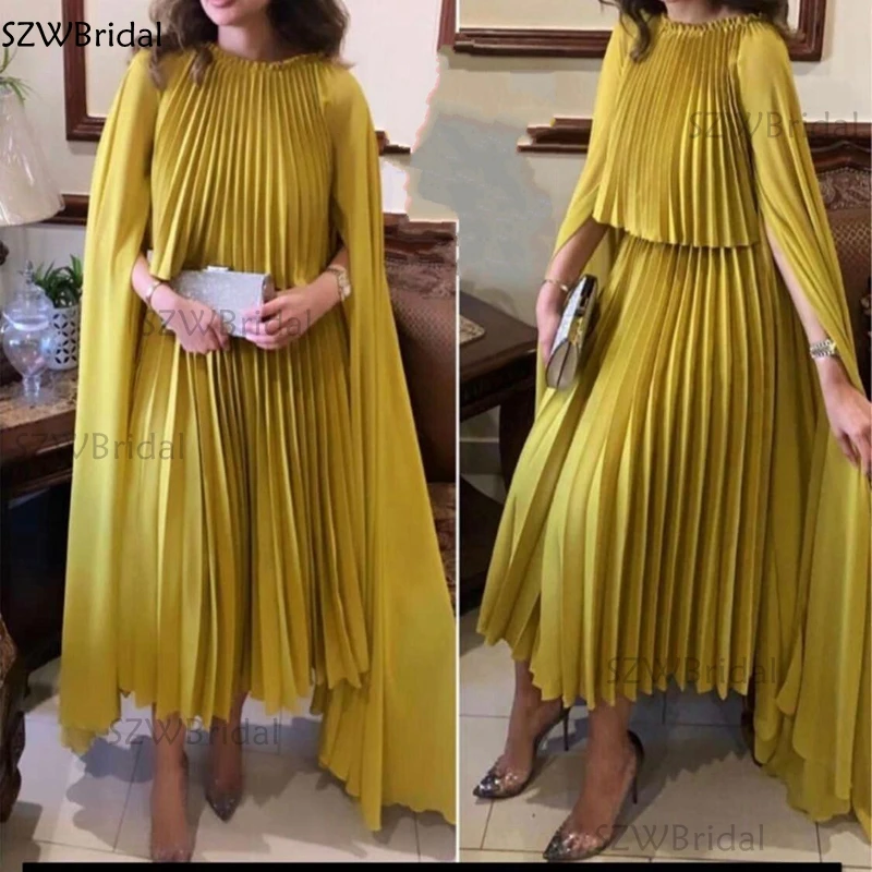 New Arrival Satin Dubai Arabic evening dress 20233 Robe de soiree Gold celebrity dresses Plus size evening gowns for women