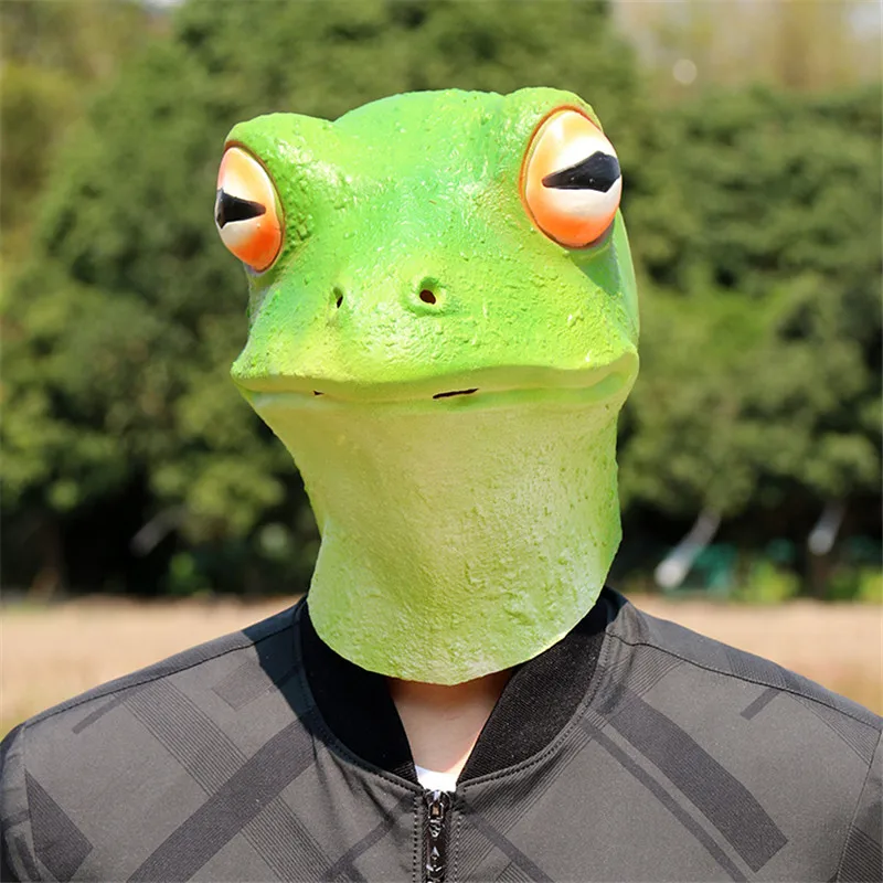 Cute Frog Head Mask Halloween Party Costume Props Latex Animal Full Head Adult Kids Halloween Festival Party Supplies Decoration