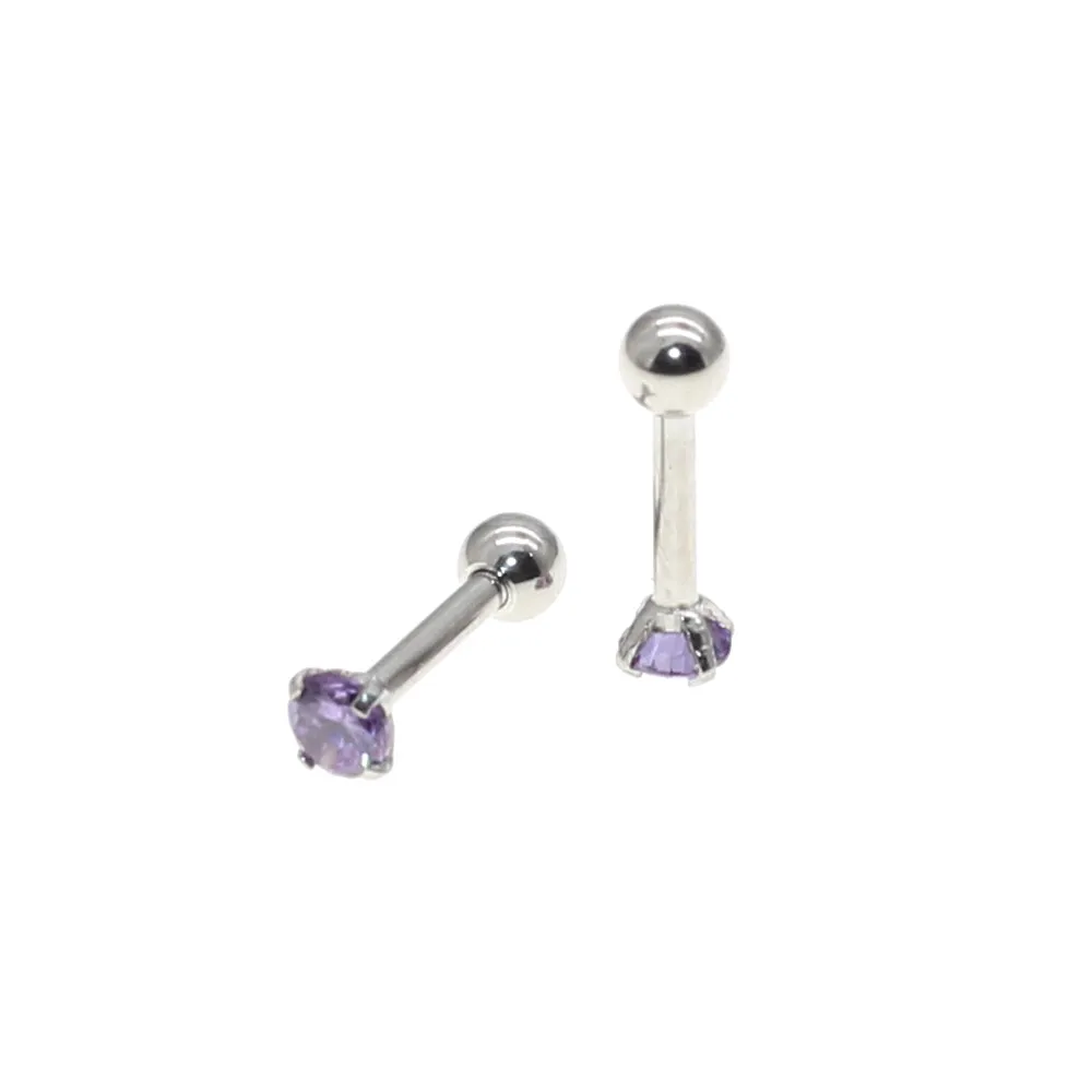 Lila AAA Zirkon Ohrstecker mit Schraubverschluss 316L Edelstahl 1,2x6mm Nadel Hypoallergener Schmuckzubehör – Detail 4