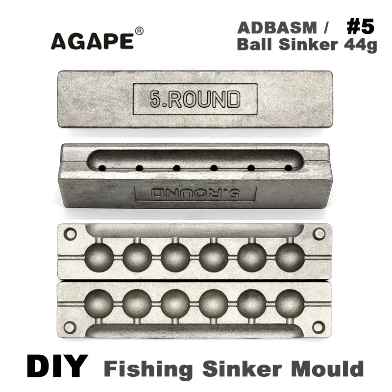 Agape DIY Fishing Ball Sinker Mould ADBASM/#5 Ball Sinker 44g 6 Cavities