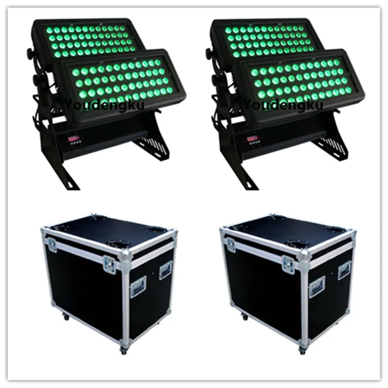 2 pcs with flightcase 96 x 18w outdoor led lights wall washer 6 in 1 rgbwa uv waterproof led DMX City Color blinder washer light