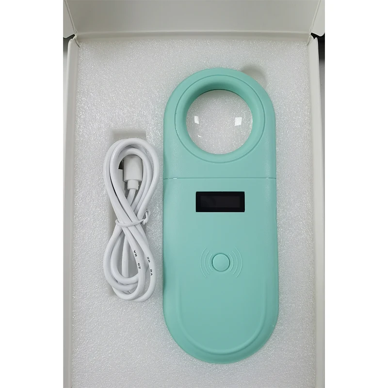 Free Shipping Standard 134.2Khz FDX-B Animal Handheld RFID Reader USB Microchip Scanner with Magnifying Glass for Pets