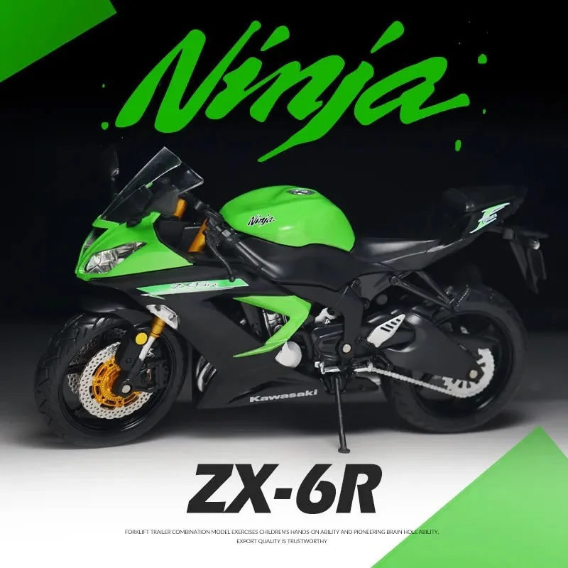 1/12 Kawasaki ZX-6R Ninja Racing Cross-country Motorcycle Model Simulation Metal Street Motorcycle Model Collection Kids Gift