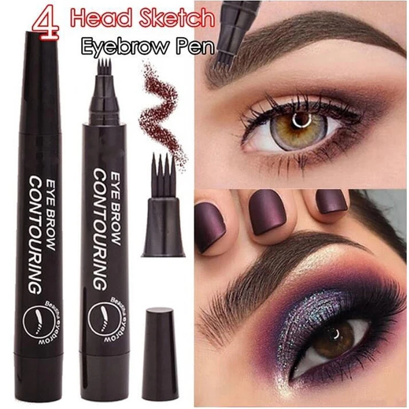 Tattoo Eyebrow 3D liquid Ink Pen waterproof 4 fork pencil brow Eyes Makeup Female Cosmetics 5 Natural Color Available TSLM1