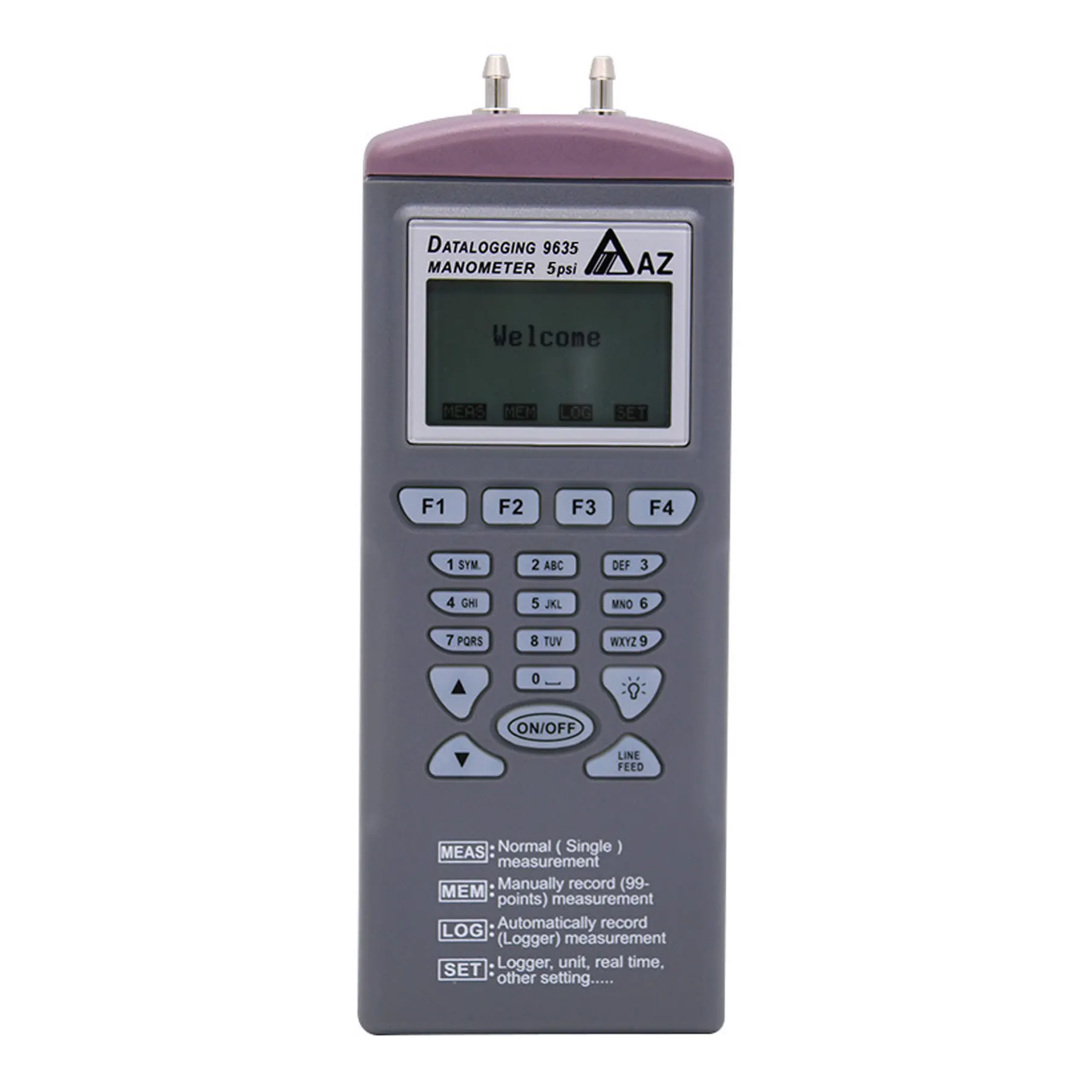 AZ9635 5 psi Digital Manometer Recorder Differential Pressure Meter Data Logger Air Pressure Gauge