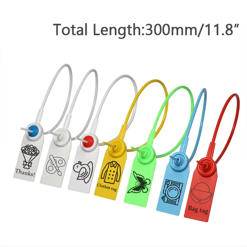 100Pcs Disposable Plastic Security Seals Custom Label Garment Tag Cable Tie for Logistics Container Clothes Bags 300mm /11.8 