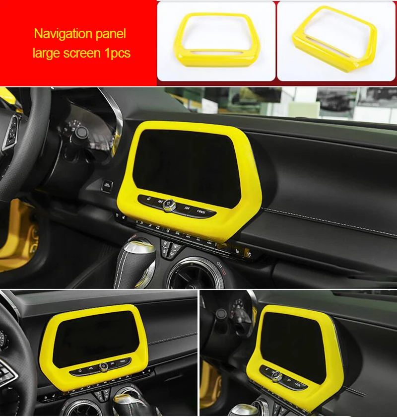 For Chevrolet Camaro Bumblebee 2017-2020 chrome yellow color Navigation panel large screen 1pc