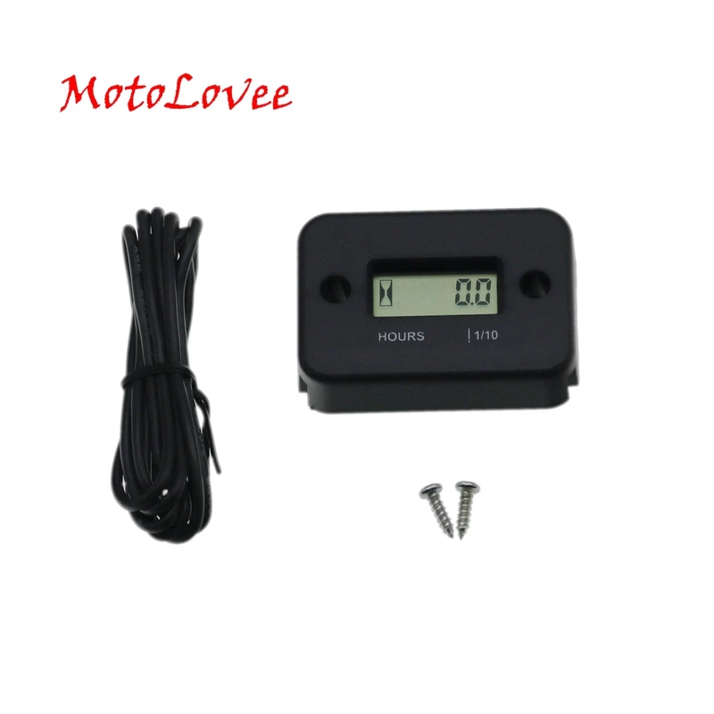 MotoLovee Waterproof Digital Hour Meter LCD Display Portable Engine Gauge Hour Meter Motorcycle/Boat Engines Counter Hour Meter