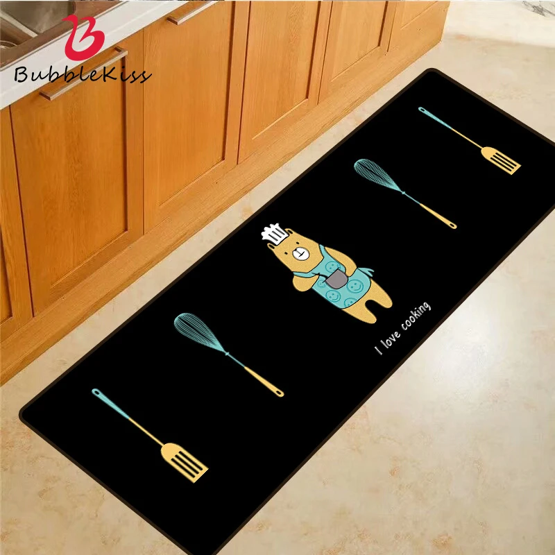 Bubble Kiss Cartoon Home Kitchen Carpet for Home Living Room Nordic Style Cute Fork Pattern Bedroom Rug Non-slip Bedside Mat