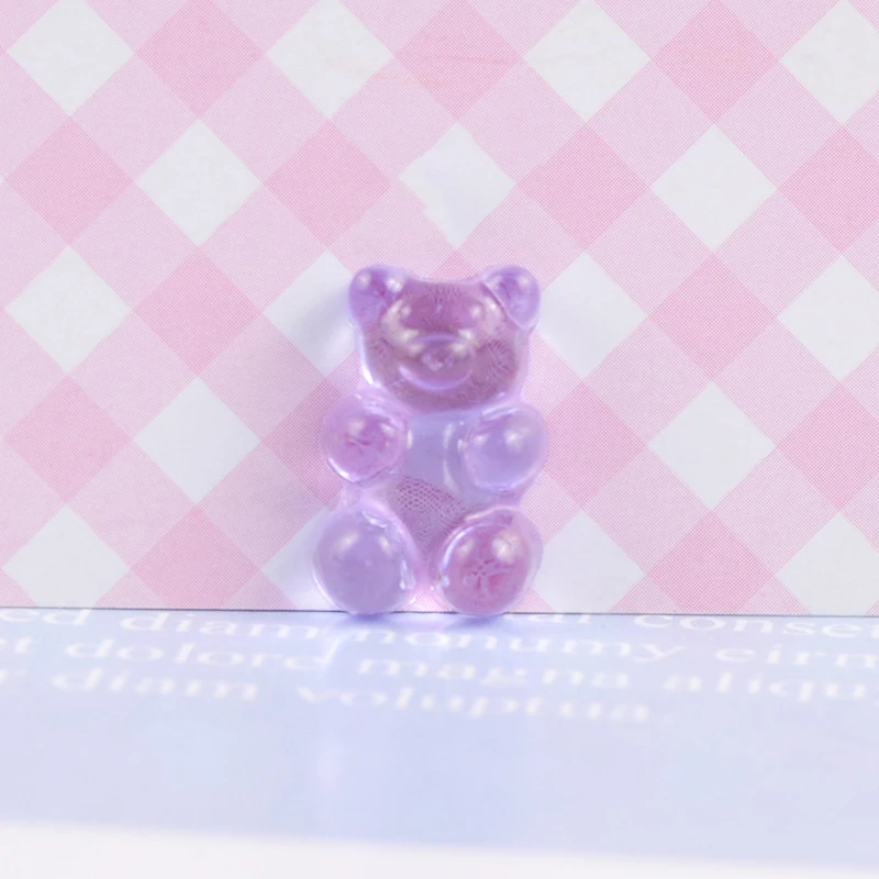50pcs/Lot Fashion Cute Resin Soft Gummy Bear Pendant Flatback Charms For Woman Girls Cartoon  DIY