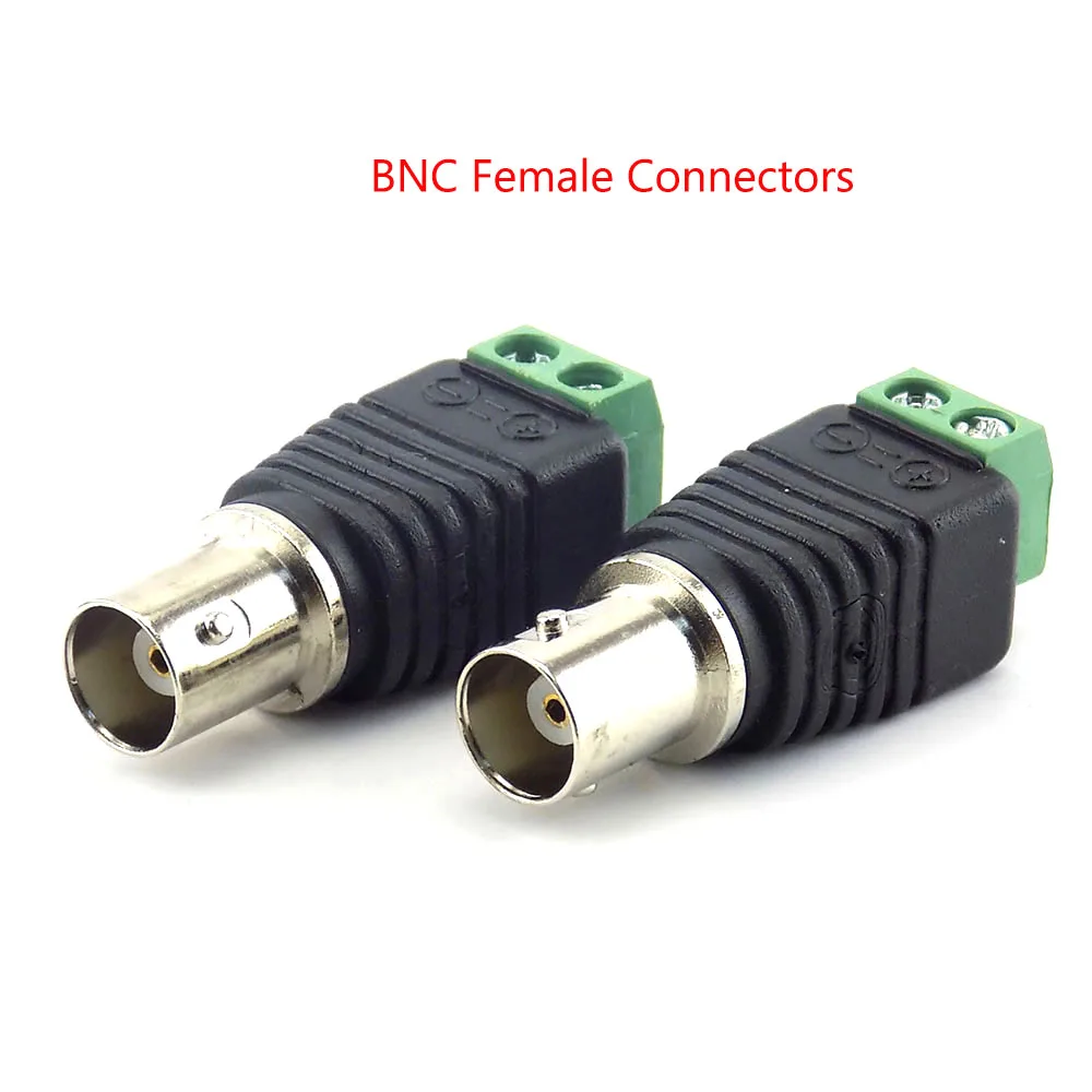 1 paio connettore BNC maschio coassiale Cat5 a BNC spina femmina adattatore cc connettore Balun per accessori telecamera CCTV strisce Led