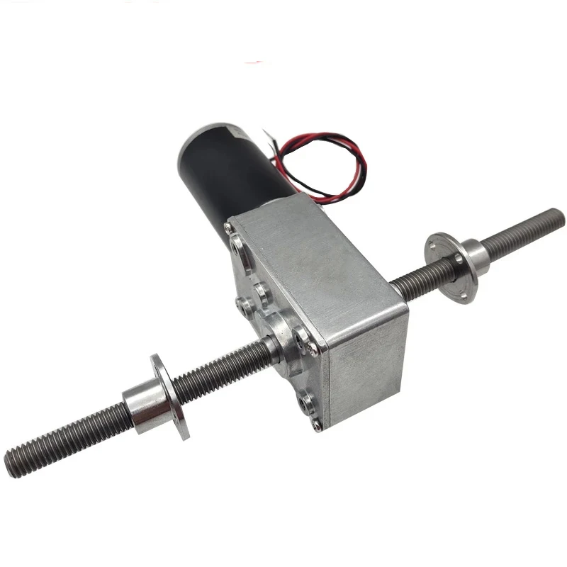 

5840-31zy M8 Double Threaded Shafts 12V 24V DC Worm Gear Motor With Flange Speed 12-470RPM Reversible And Adjustable Self Lock