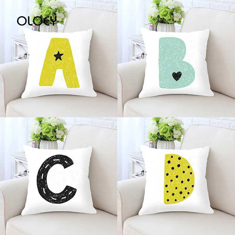 26 Letter English Letter Cushion Cover Cushion Cover Child Name Combination Letter Home Bedroom Hotel Cushion Cover .